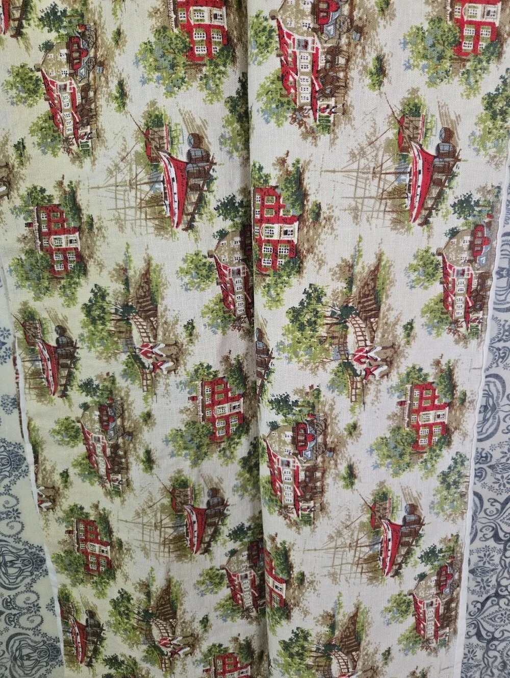 Vintage Coastal Farmhouse Valance Table Runner 87x19